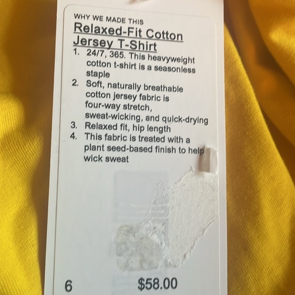 NWT Lululemon Relaxed-Fit Cotton Jersey T-Shirt size 6 - Picture 4 of 4